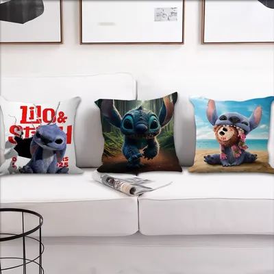 Film L-Lilo S-Stitch 2025, Kissenbezug für Wohnzimmer, Zuhause, Sofa, Büro, Geschäft, Bezug, Druck, Komfort, Dekoration, nordische Einfachheit Image