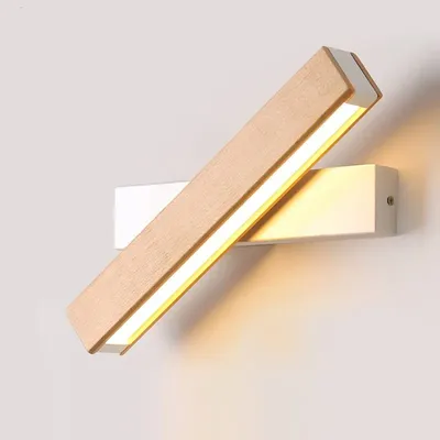 Modern Nordic Bedroom Wall Lamp Iron Base Wood Body Rotatable Hotel Bedside Night Sconce Light LED Home Decor Reading Wall Light