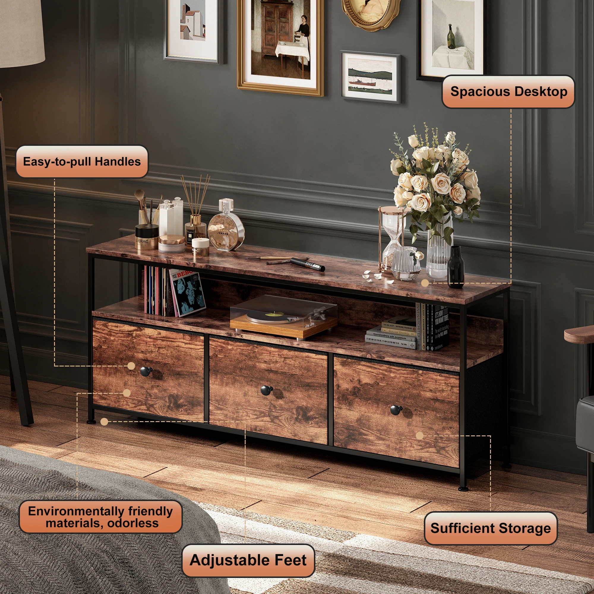 108cm TV-Schrank, Low board TV-Kleider schrank, TV-Ständer Wohnzimmer möbel, moderner TV-Ständer, TV-Tisch, 108 × 30 × 57cm