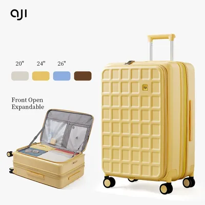 AJI Luggage Travel Suitcase Women Men Suitcase Trip Cabin Expandable Suitcases On Wheelstsa Lock Trolley Case Plaid Pattern