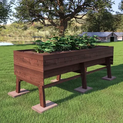 Raised Garden Bed, Outdoor Oversize Planter Box with Liner, Cedar Garden Bed with Legs for