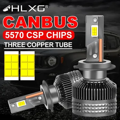 HLXG H7 5570 CSP Chip LED Headlight Canbus K5C Turbo Fan H1 H4 H8 H9 H11 9005 9006 HB3 HB4 9012 Hir2