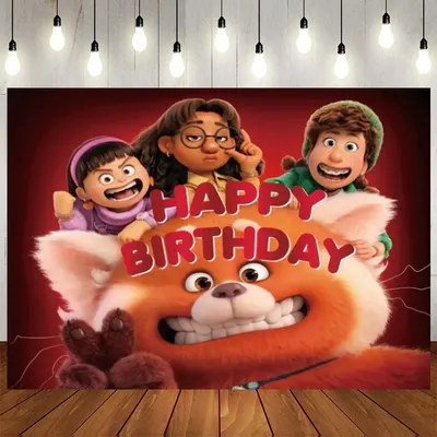 Disney Turning Red Cartoon Panda Photography Backdrop Kid Birthday Party Decorations Vinyl Children