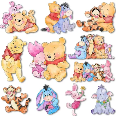 Watercolor Winnie the Pooh Iron on Transfers Heat Press Stickers Thermal Patches for Clothes