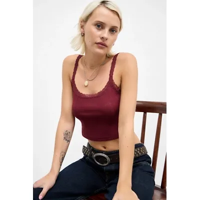 Out From Under Pointelle Cami - Maroon XL at Urban Outfitters