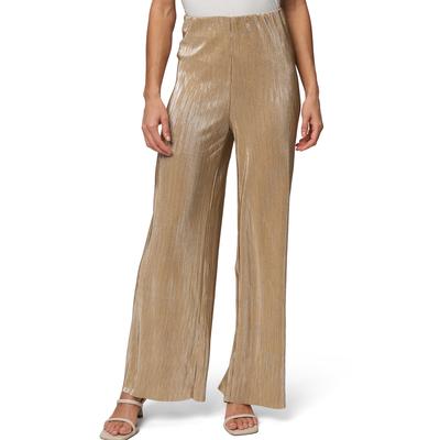 Stoffhose ZERO "zero Plissee-Hose mit weitem Bein 30 Inch", Damen, Gr. 34, Normalgrößen, patch braunsilber, Stoff, Obermaterial: 100% Polyester. Ärmelfutter: ohne Futter., glänzend, festlich, figurumspielend lang, Hosen, Falten Image