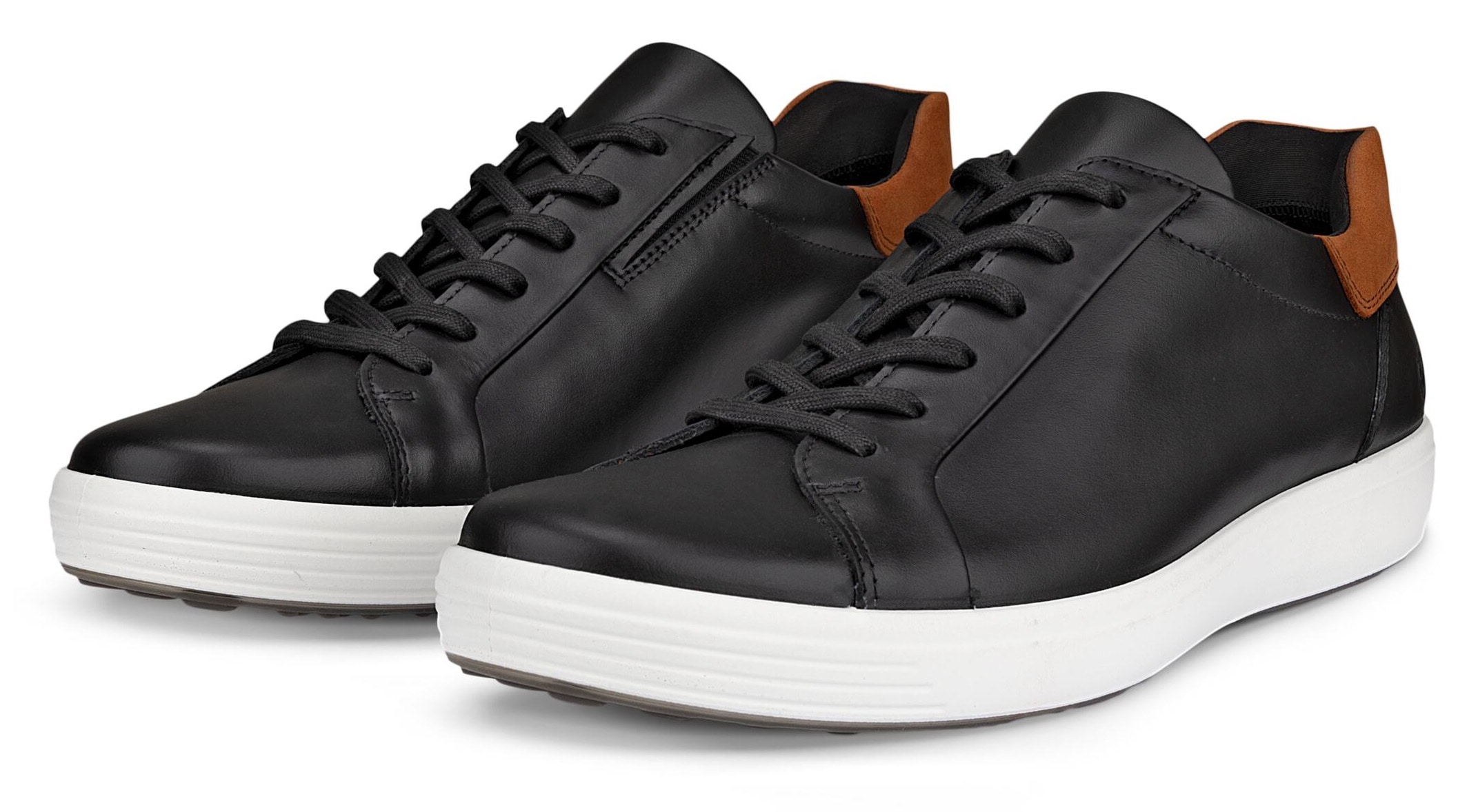 Sneaker ECCO "ECCO Soft 7 M", Herren, Gr. 42, braun (schwarz, braun), Leder, Schuhe Sneaker, Freizeitschuh, Halbschuh, Schnürschuh mit genoppter Laufsohle