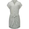Blusenkleid RAGWEAR "Bahaya Stripe", Damen, Gr. M (38), Normalgrößen, grün (hellgrün), 100% Viskose, modisch, figurumspielend ca. Mitte Oberschenkel, V-Ausschnitt, Kurzarm weit Umschlagbund, Kleider, gestreiftes Damen Sommerkleid mit Bindeband