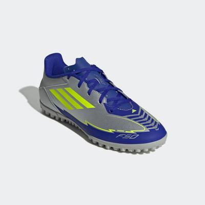 Fußballschuh ADIDAS PERFORMANCE "F50 CLUB MESSI TF", Gr. 44,5, silber metallic, solar gelb, lucid blau, Synthetik, sportlich, Schuhe Image