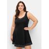 Badekleid SHEEGO "Große Größen", Damen, Gr. 48, Cup C, schwarz (schwarz gepunktet), Polyamid, Xtra Life LYCRA, gepunktet, Badeanzüge, mit Pünktchen und integrierter Hose