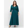 Cocktailkleid SHEEGO "Große Größen", Damen, Gr. 46, Normalgrößen, blau (petrol), Obermaterial: 66% Viskose, 16% Polyamid, 15% metallisierte Fasern, 3% Elasthan;Futter unten: 100% Polyester, unifarben, elegant, figurumspielend wadenlang,...