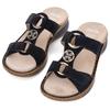 Pantolette ARA "HAWAII", Damen, Gr. 40, blau (nachtblau), Ziegenveloursleder, unifarben, modisch, Schuhe, Keilabsatz, Sommerschuh, Schlappen mit Klett