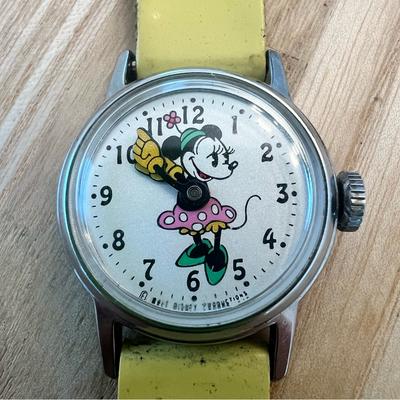 Disney Accessories | Vintage Disney Minnie Mouse Mechanical Watch For Parts Repair | Color: Silver/Yellow | Size: Os