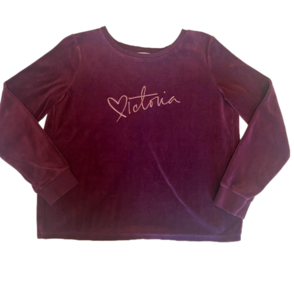 Victoria's Secret Tops | Victoria Secret Velour Pullover Cotton Blend Size M | Color: Pink/Red | Size: M