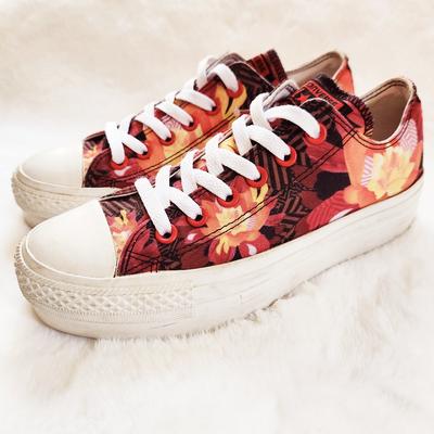 Converse Shoes | Chuck Taylor Converse Platform Sneakers Hawaii Chuck Taylor Canvas Low Top Shoes | Color: Orange/Red | Size: 7