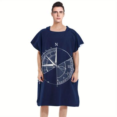TEMU 1pc Microfiber Hooded Bath Towel, 250g/㎡, 100% Polyester, , Knit Fabric, For Bathing, Swimming Pool, Supplies, Holiday Gifts Image