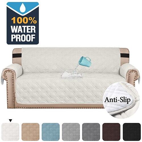 Housse de canapé imperméable pour coussin de canapé, housse de protection de meubles résistante à l'eau avec bâtons en mousse et sangles élastiques pour animaux de compagnie et chats