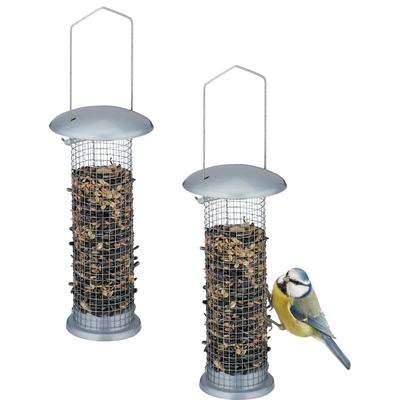 Relaxdays - Vogelfutterspender 2er Set, für Erdnüsse, Mehlwürmer, zum Aufhängen, Vogelfutterstation Image
