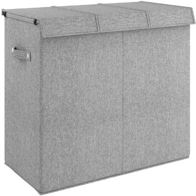 Vidaxl - Faltbarer Wäschekorb Grau 64,5x34,5x59 cm Leinenimitat Stoff Image