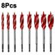 TEMU 6/8pcs Spiral Drill Bit Set, 4-blade Precision Boring Tools, High Carbon Steel, Rust & Corrosion Resistant, Non-slip, Varnished , With Hex Shank For Wood & Plastic, Diameter 10-25mm