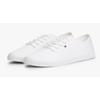 Sneaker TOMMY HILFIGER "CANVAS LACE UP SNEAKER", Damen, Gr. 41, weiß, Baumwolle, unifarben, sportlich, Schuhe, Freizeitschuh, Halbschuh, Schnürschuh mit gestickter Logoflagge, Topseller