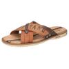 Pantolette MUSTANG SHOES, Herren, Gr. 50, braun (cognacfarben, dunkelbraun), Lederimitat, Textil, kontrastfarbene Details, sportlich, Schuhe, Sommerschuh, Schlappen, Poolslides, mit auffälligem Logoschriftzug