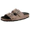 Pantolette VERBENAS "Randell Serraje Tachas", Damen, Gr. 38, grau (taupe), Leder, casual, Schuhe, Sommerschuh, Schlappen, Hausschuh mit zwei verstellbaren Schnallen