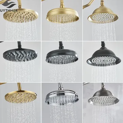 Brass 8 inch Shower Head Wall Mounted Rainfall Shower Faucet Head Bathroom Accessories Golden Head Faucet Accessory for Shower