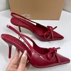 Bow Pointed Toe High Heels Sandals Women Brand Designer Shoes Fashion Slides Sexy Slingback Shoes Elegant Mules Sandals Female
