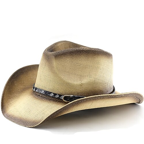 Herren Sonnenhut Cowboyhut Sahne Rosa Strohseil Vintage-Stil Mode 18. Jahrhundert Täglich Themenparty Einfarbig Sonnenschutz Cosplay Image