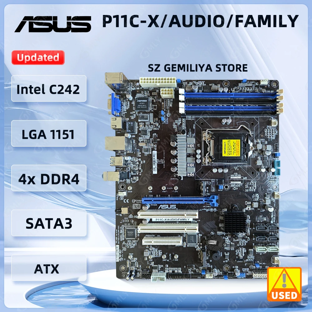 ASUS P11C-X/AUDIO/FAMILY Motherboard LGA1151 Intel C242 DDR4 32 GB unterstützt i3-9100 8300 Intel Xeon E-2134 2124G G5400 CPU Image