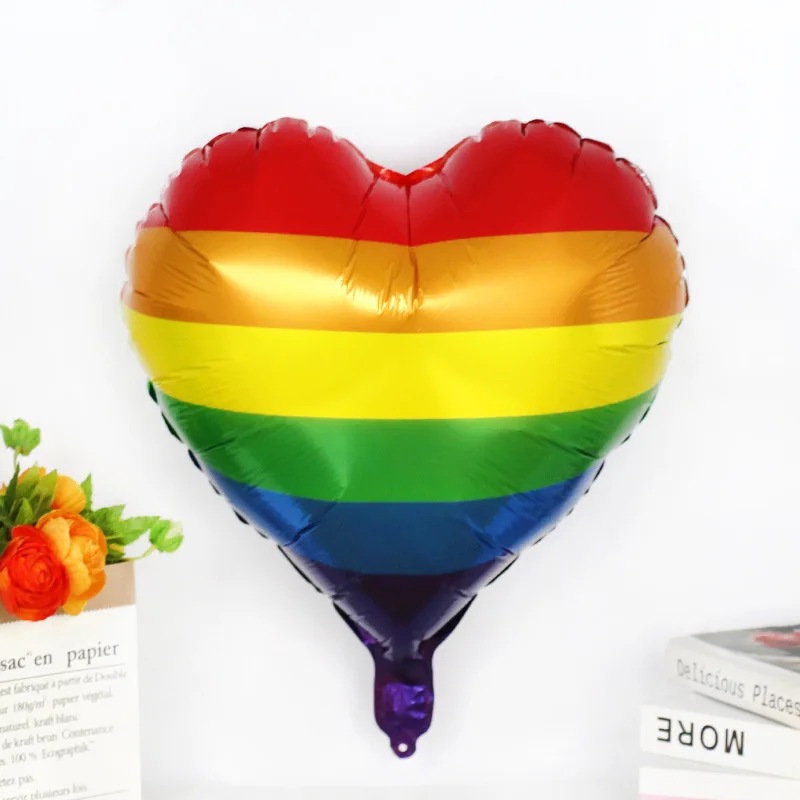10 stücke 18 Zoll Regenbogenst reifen Herz folie Helium Luftballons Geburtstags thema Party Baby party Kinderspiel zeug Luft Globos Hochzeits dekoration Image