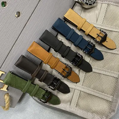 20mm 22mm Weiches Wildleder Vintage Uhrenarmband Schnellverschluss Graues Band für Huawei Watch Image