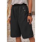 Damen Shorts aus Baumwollleinen Shorts Stoffhosen Streetwear Lässig Kurz Natürliche Taille Einfach Tasche Atmungsaktivität Weich Mikroelastisch Outdoor Alltagskleidung Marineblau Schwarz Wei