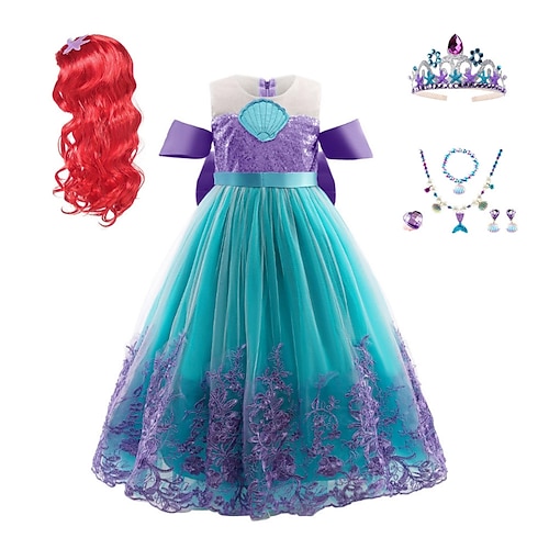 Buchwoche 2026, Mädchenkleid, Cosplay-Kleid, Prinzessinnenkleid, Farbblock, Blumenmuster, ärmellos, für Aufführungen, Partys, Cosplay-Kostüme, Mesh-Patchwork, bezauberndes Kostüm, süßes Spitzen-Midikleid, Partykleid, Sommer, Frühling Image