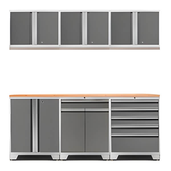 NewAge Garage Cabinets PRO Platinum 7-Piece Workbench Set with Bamboo Top