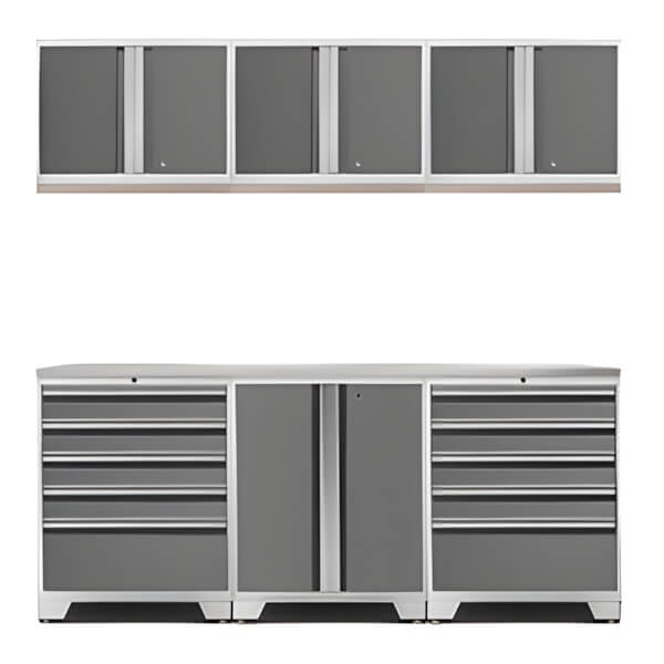 NewAge Garage Cabinets PRO Platinum 7-Piece Workbench System with Stainless Steel Top