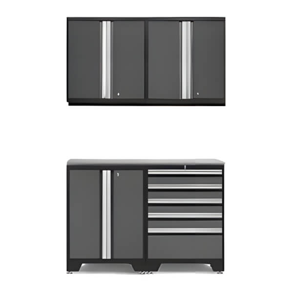 NewAge Garage Cabinets PRO Grey 5-Piece Workbench Set with Stainless Steel Top