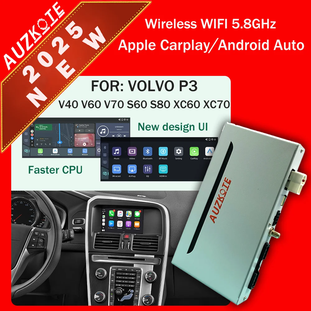 Drahtlose Apple Carplay Android Auto Modul Auto AI Box Für Volvo XC60 XC70 S60 S80 V60 V70 V40 (2011-2019) spiegel Link Decoder Image