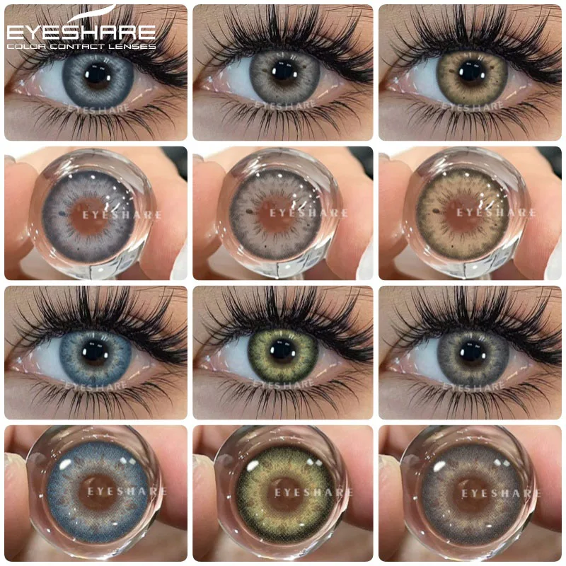 EYESHARE Farbige graue Pupillenlinsen für Augen, grüne Augenlinsen, 1 Paar blaue farbige Kontaktlinsen, braune natürliche Linse, modische graue Linsen Image