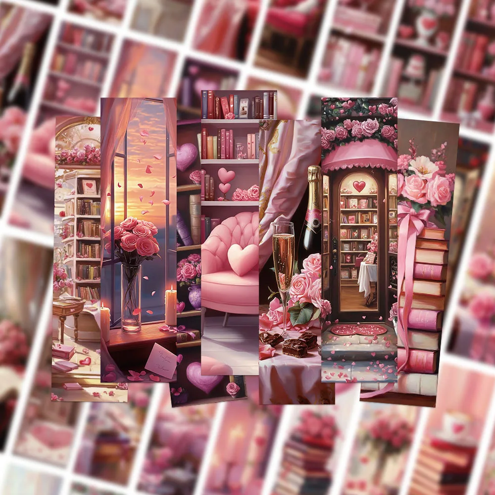 30 Stück Valentinstag-Lesezeichen, rosa Malerei, romantische Karten, Seitenpause, Studenten-Briefpapier, kreative Urlaubsgeschenke, Lesetags Image
