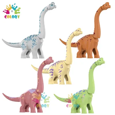 Kinder Spielzeug Brachiosauru Bausteine Grün Rosa Dinosaurier MOC Modell Set Pädagogisches Spielzeug Image