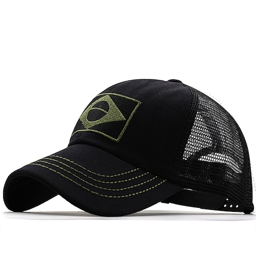 Herren Baseballkappe Sonnenhut Trucker-Kappe Mesh-Kappe Schwarz Grün Baumwolle Verstellbar Mode Alltagskleidung Festival Muster Einfarbig Lässig / Alltäglich Image