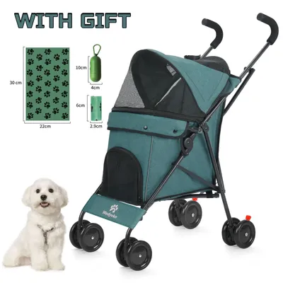 Outdoor-T-Hunde-Kinderwagen mit Becherabdeckung, 4 Räder, Welpen-Kinderwagen, drehbar, mit Bremsen, Image