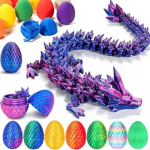 3D-gedrucktes Drachenei, geheimnisvolles Kristall-Drachenei als Überraschungsspielzeug, bewegliche Ostereier aus Kristall-Drachen mit Drachen im Inneren Image