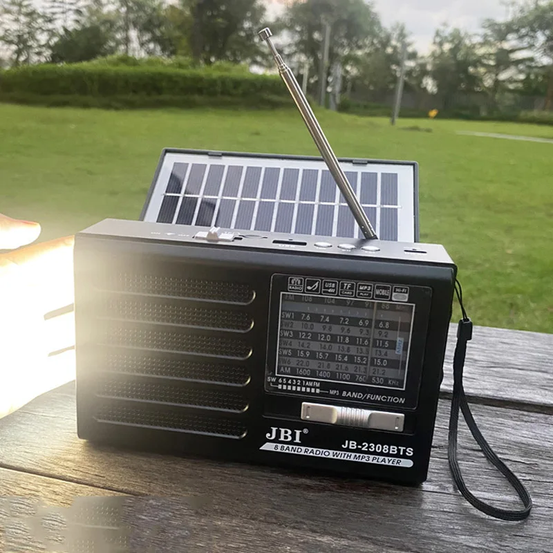Mini tragbare fm am sw radio solar laden notfall radios drahtlose bluetooth lautsprecher mp3 musik player unterstützung tf karte u disk Image