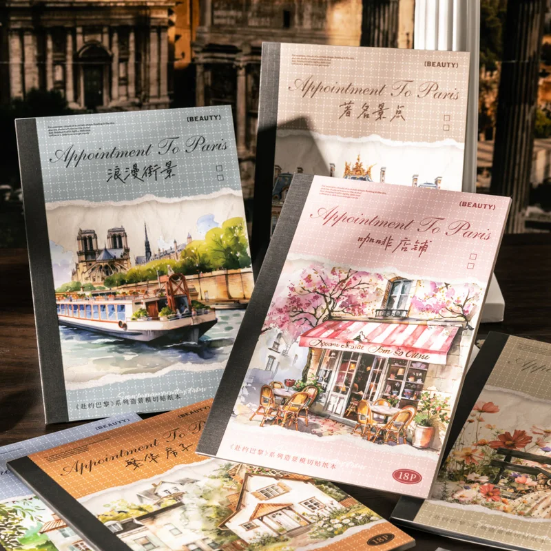 18-teiliges PET-Aufkleber-Set „Termin to Paris“, DIY-Scrapbooking-Zubehör, Collage, Junk-Journal, Vintage-Dekor, Schreibwaren Image