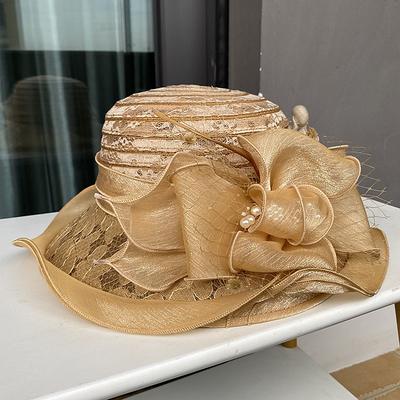 Hats Organza Beach Elegant With Bowknot Headpiece Headwear