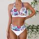 Per donna Costumi da bagno Bikini Tankini Due pezzi Birichino Costume da bagno A V scollato Push-Up Lavorato a maglia Vacanza Tropicale Floreale Blocco di colori Tuffo Senza Maniche Costumi da bagno