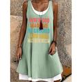 Abito MINI da Donna GOD Maglietta Abito Abito da Sole Abito A Linea Abito Fit e Flare Vacanza Casual Mare Quotidiano Vestibilità Larga Lettere Senza Maniche Collo a U Verde Chiaro Blu Grigio Chiaro
